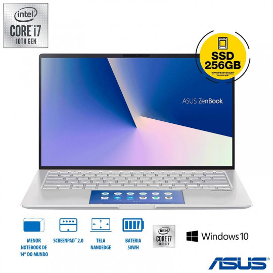 Notebook - Asus Ux434fac-a6339t I7-10510u 1.80ghz 8gb 256gb Ssd Intel Hd Graphics Windows 10 Home Zenbook 14