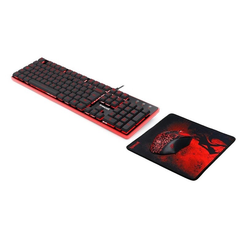 KIT GAMER REDRAGON TECLADO+MOUSE+MOUSE PAD S107   