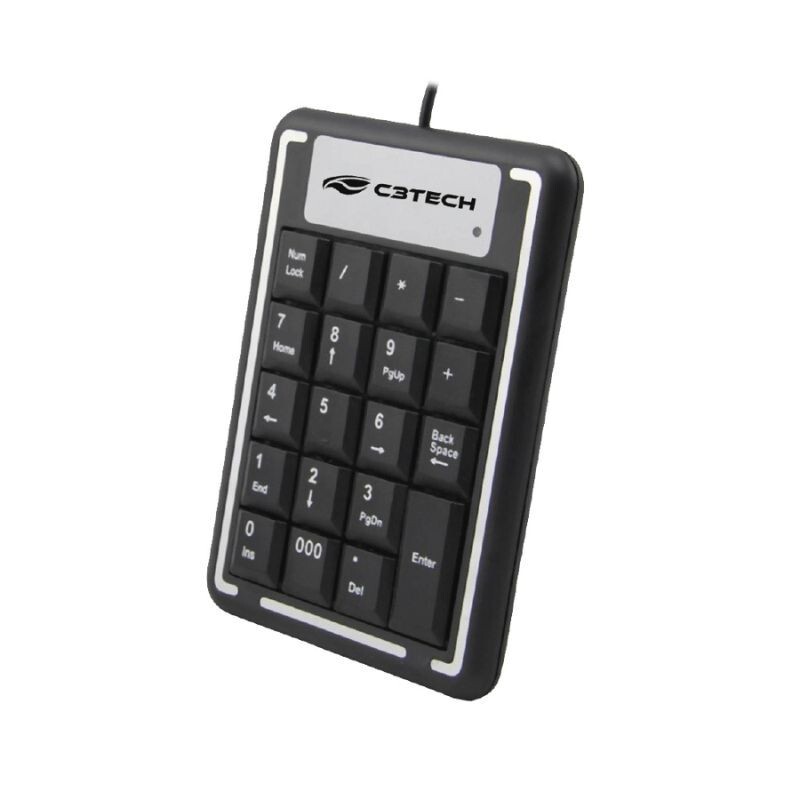 TECLADO C3TECH USB 2.0 COM FIO NUMÉRICO KN-11BK PRETO