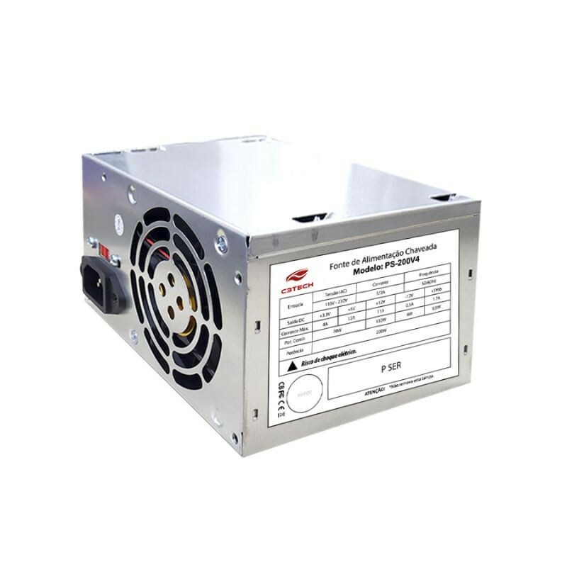 FONTE ATX 200W C3TECH PS-200V4 S/CABO DE FORÇA (SEM EMBALAGEM)