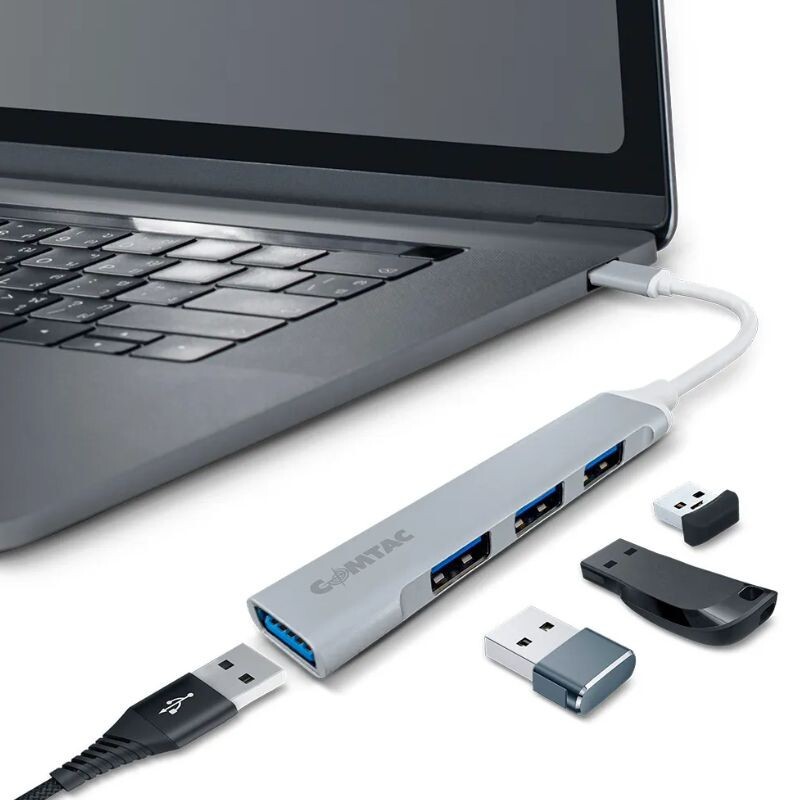 HUB USB-C COMTAC 1PORTA USB 3.0 + 3PORTAS USB 2.0 ALUMINIO PRATA 20121100