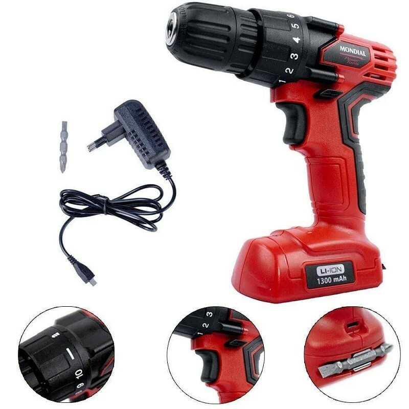 PARAFUSADEIRA E FURADEIRA MONDIAL PF-08 8V BIVOLT 