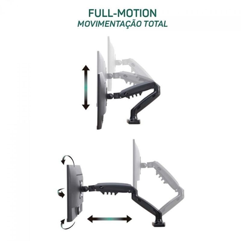SUPORTE ELG ARTICULADO DE MESA PARA TVS 17" A 35" C/USB F180USB PRETO