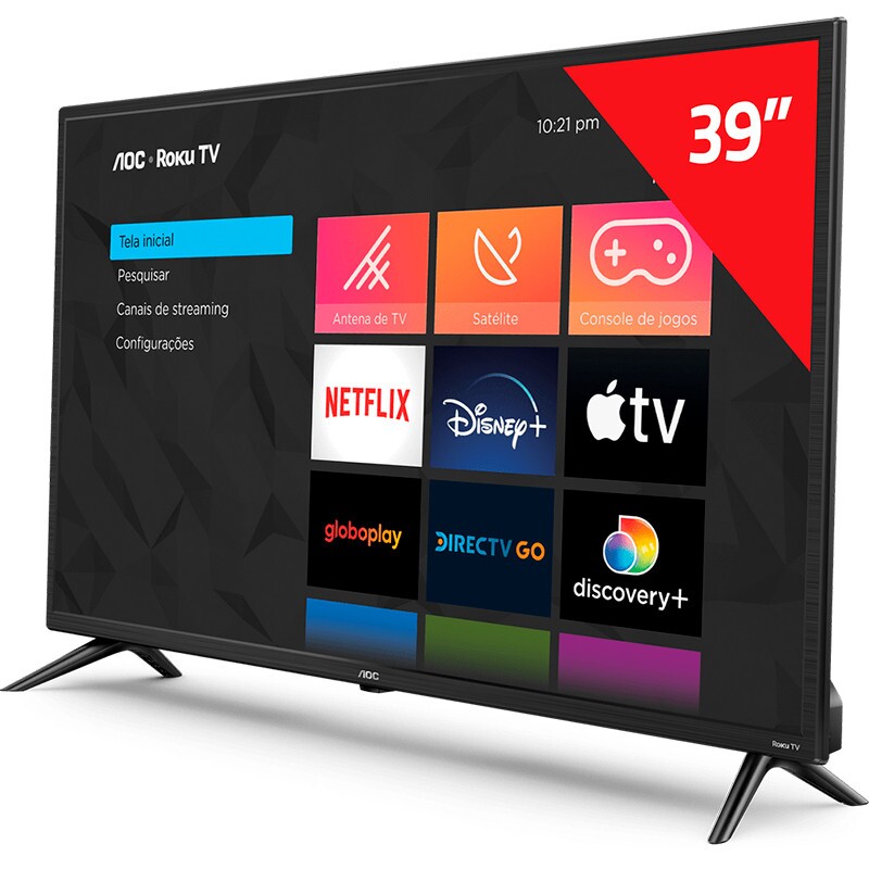 TV 39" LED AOC-PHILIPS HD ROKU SMART 39S5195 PT   