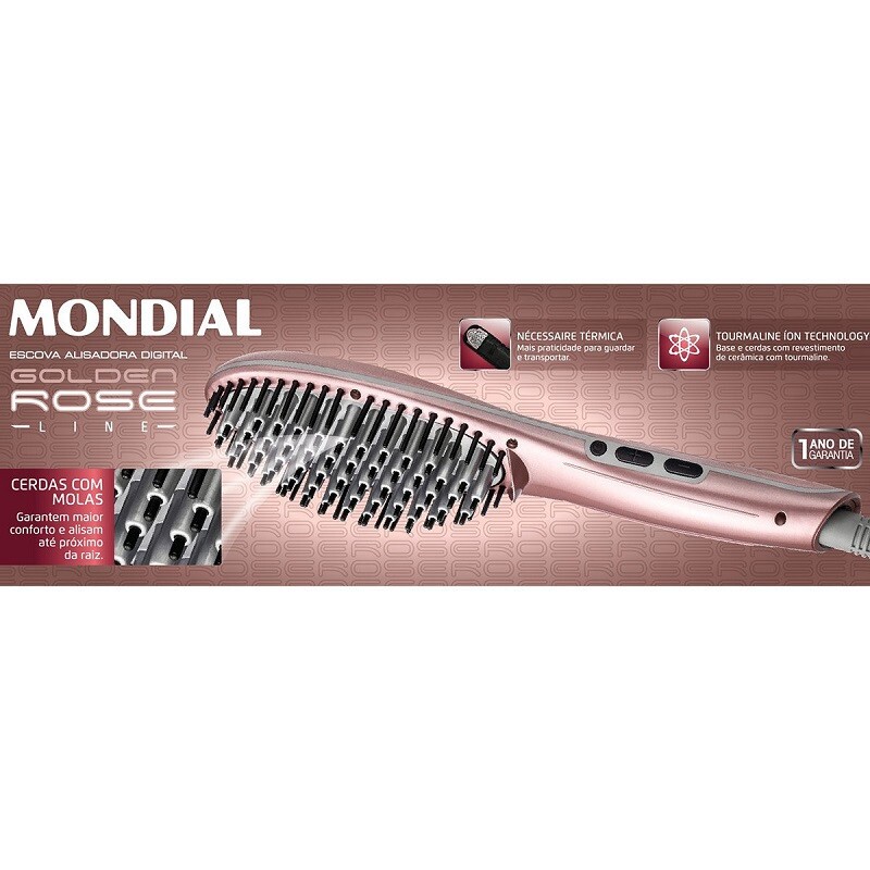 ESCOVA MONDIAL ALISADORA GOLDEN ROSE EA-02 BIVOLT 
