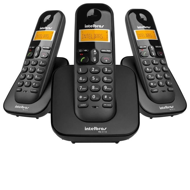 TELEFONE S/FIO INTELBRAS C/2 RAMAIS TS3113 PRETO