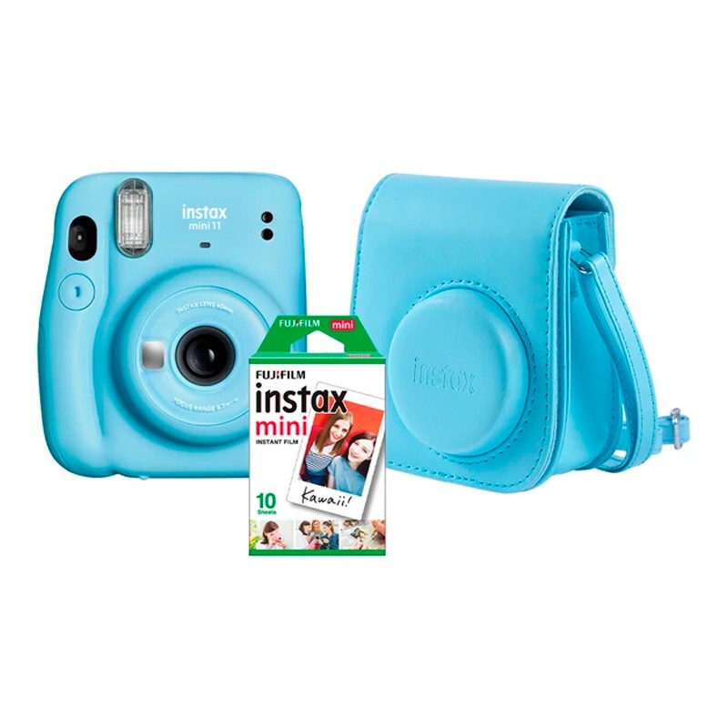 KIT CAMERA INSTAX MINI 11+ PACK 10 + BOLSA S. AZUL