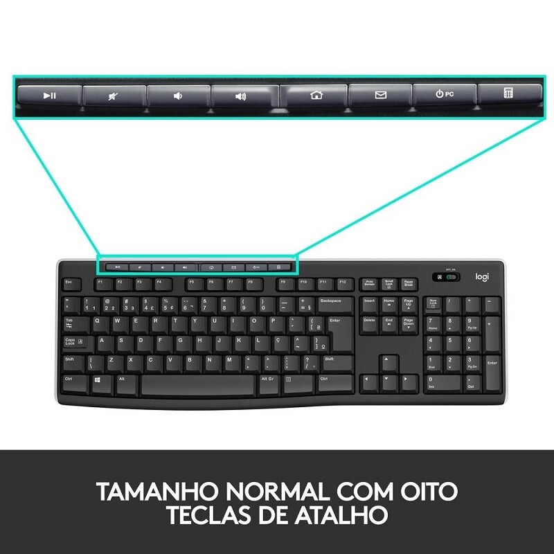 TECLADO+M.LOGITECH USB S/FIO MK270 PRETO