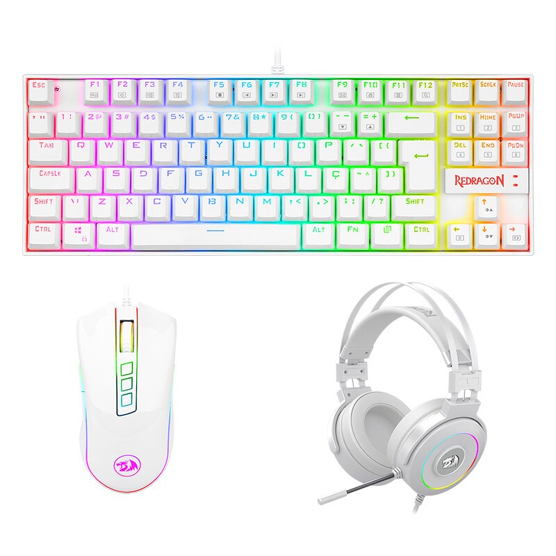 COMBO REDRAGON GAMER 3 EM 1 LUNAR WHITE S125W BC  