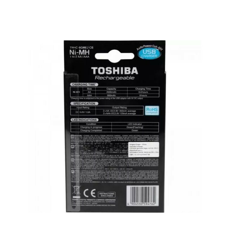 CARREG.TOSHIBA USB AA/AAA +C/2PILHAS TNHC-6GME2 CB