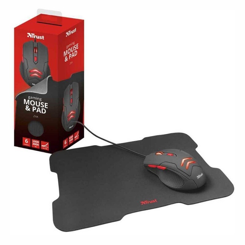 MOUSE+MOUSE PAD TRUST GAMER ZIVA T21963 PT/VERM   