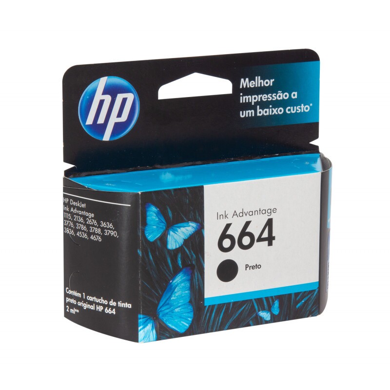 CARTUCHO HP 664 - PRETO F6V29AB - 2ML             