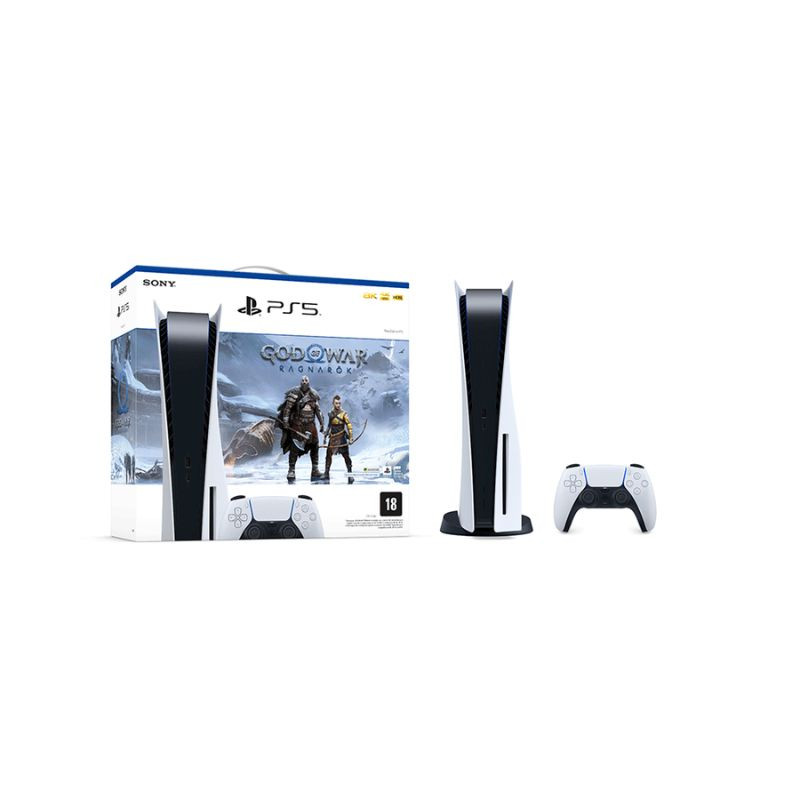 CONSOLE SONY PLAYSTATION 5 825GB SSD +JOGO GOD OF WAR RAGNAROK+CONTROLE BR/PRETO