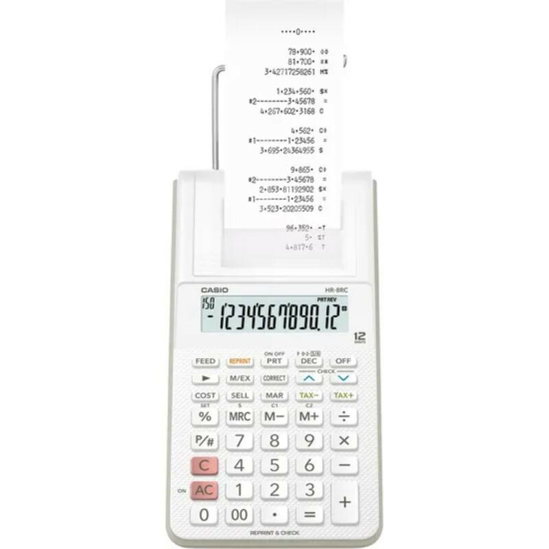 CALCULADORA CASIO 12DIGITOS HR-8RC BRANCA