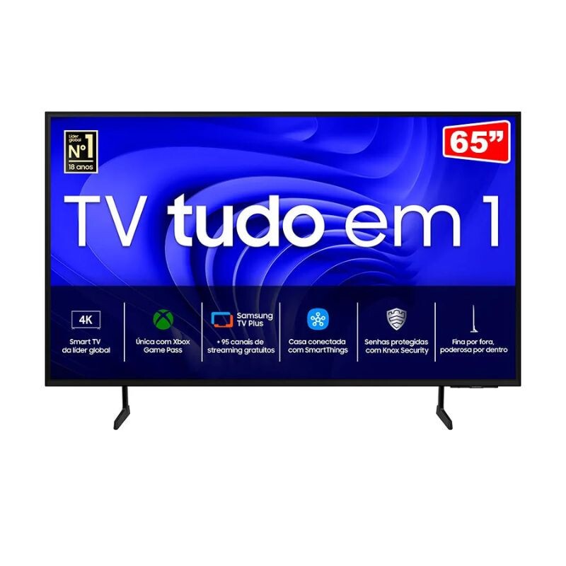 TV 65" UHD SAMSUNG 4K 65DU7700 CRISTAL SMART UN65DU7700GXZD PRETA