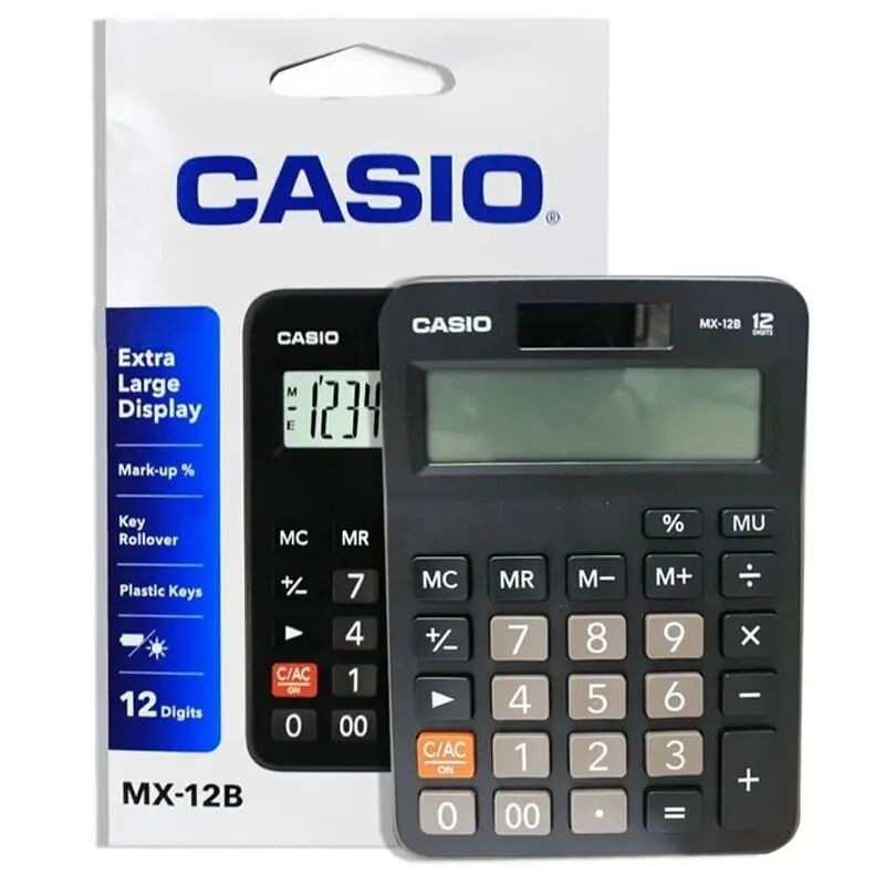 CALCULADORA DE MESA CASIO MX-12B-W4-DC 12 DIGITOS PRETA