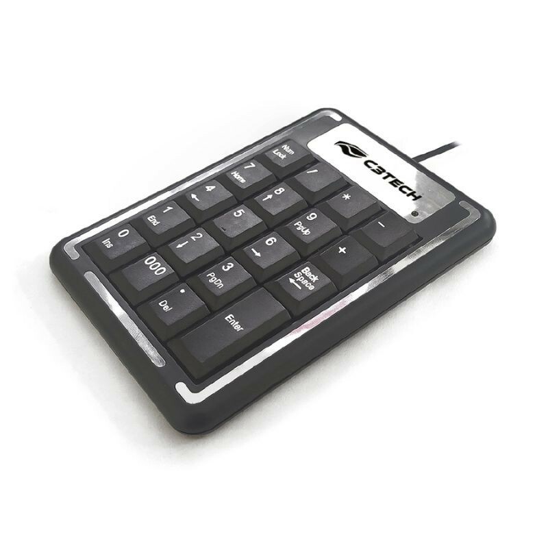 TECLADO C3TECH USB 2.0 COM FIO NUMÉRICO KN-11BK PRETO