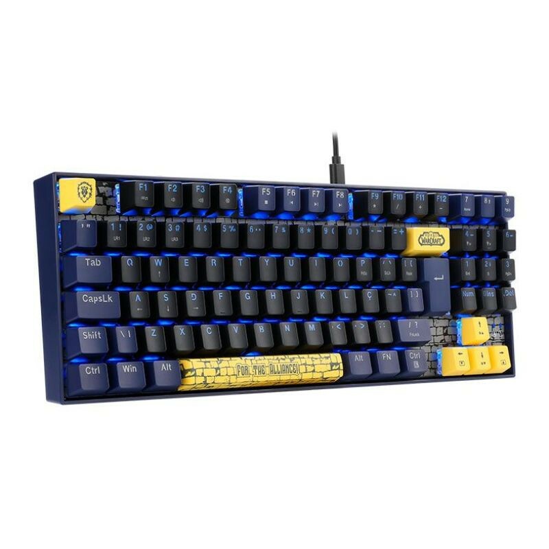 TECLADO REDRAGON GAMER MECANICO ALIANCA DO WORLD OF WARCRAFT PRETO/AZUL