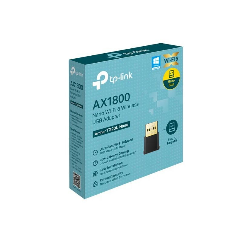 ADAPTADOR USB SEM FIO TP-LINK MU-MIMO AC1800MBPS 2.4GHZ/5GHZ AX1800 TX20U NANO