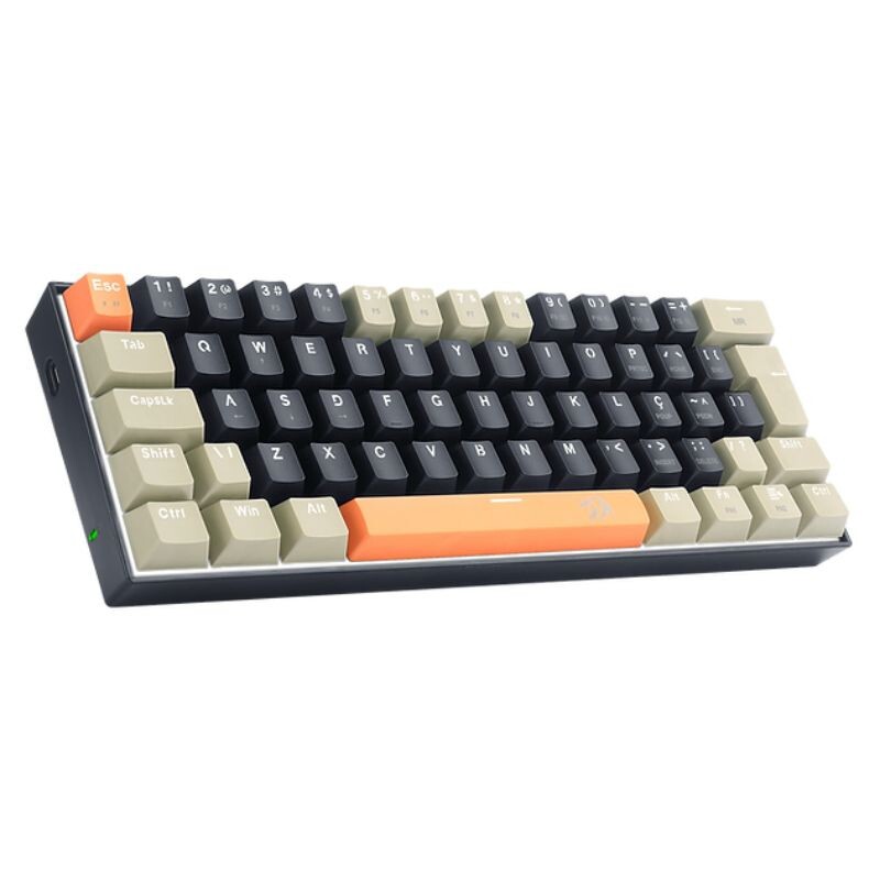 TECLADO REDRAGON GAMER MECANICO LAKSHMI K606-OG&BK&GY PT-BROWN