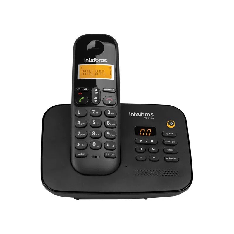 TELEFONE S/FIO INTELBRAS TS3130 C/SECRETARIA ELETRONICA PRETO