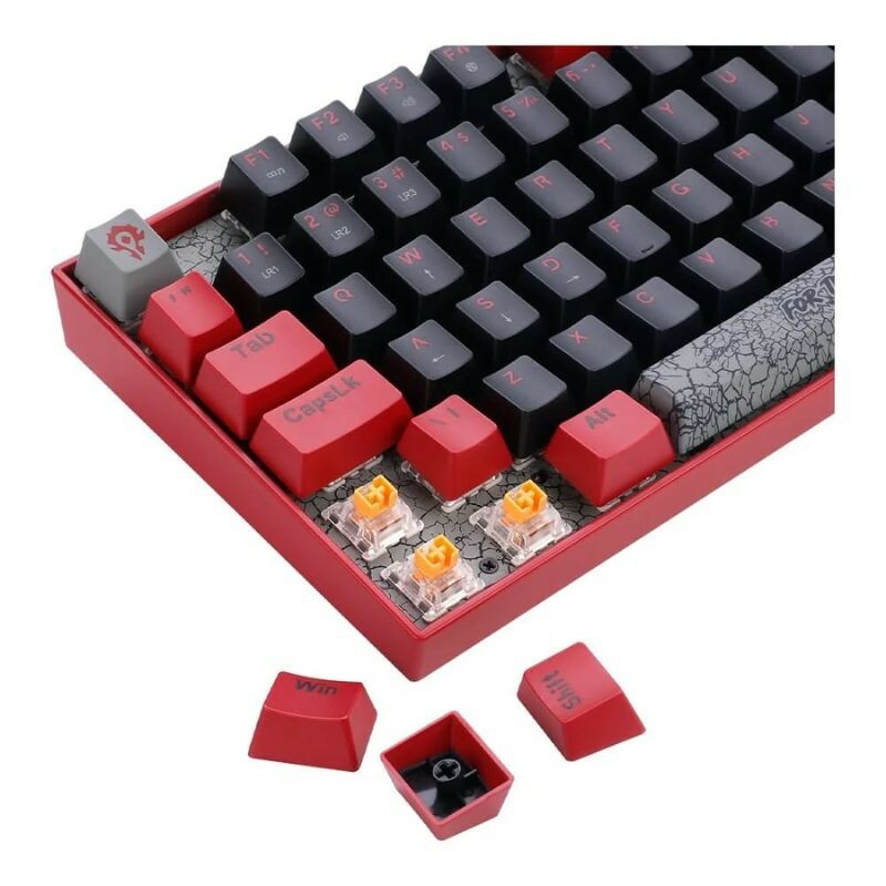 TECLADO REDRAGON GAMER MECANICO HORDA DO WORLD OF WARCRAFT PRETO/VERMELHO