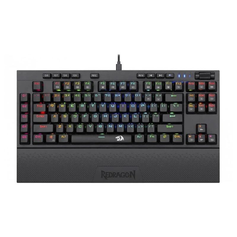 TECLADO REDRAGON OPTICO GAMER BROADSWORD PRO RGB PRETO SWITCH MARROM