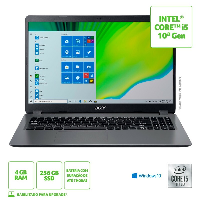 NOTEBOOK ACER I5-10210U ASPIRE 3 8GB/SSD 256GB/15.6" W10