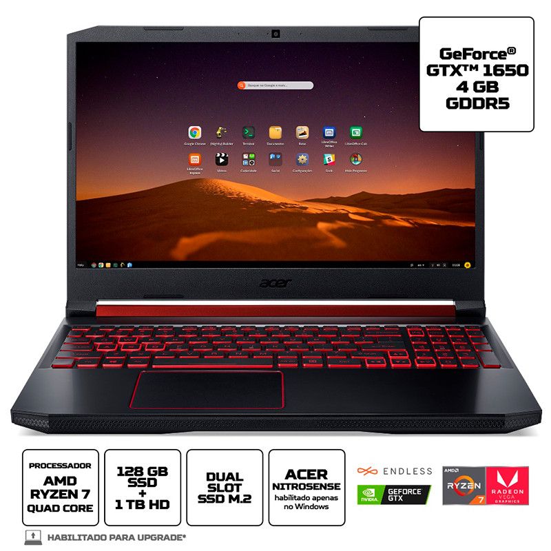 NOTEBOOK ACER NITRO 5 AN515 R7 8GB/SSD128/15.6" LINUX    