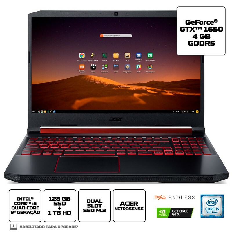 NOTEBOOK ACER NITRO 5 AN515 I5 8GB/1TB/SSD128/15.6 LINUX