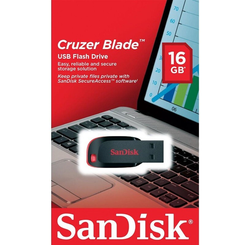 PEN DRIVE 16GB SANDISK 2.0 CRUZER BLADE