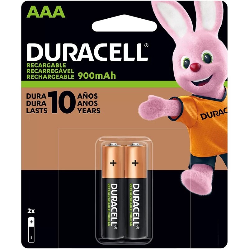 PILHA RECARREGAVEL DURACEL AAA 900MAH C/2 UND     