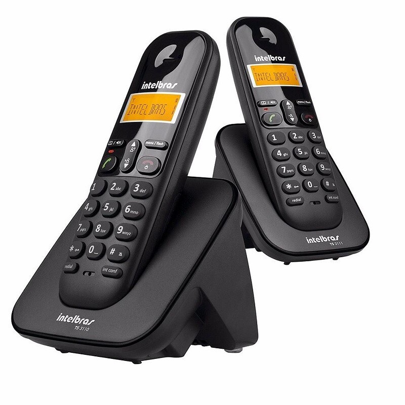 TELEFONE S/FIO INTELBRAS C/1 RAMAL TS3112 PRETO