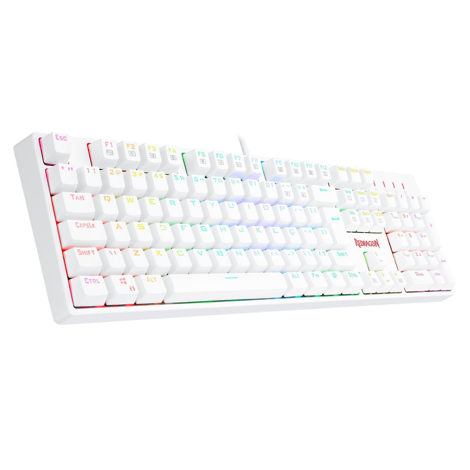 TECLADO GAMER REDRAGON SURARA PRO RGB BRANCO      