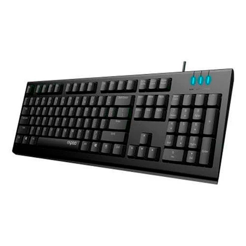 TECLADO RAPOO C/FIO NK1800 RESIST.A AGUA  PRETO   