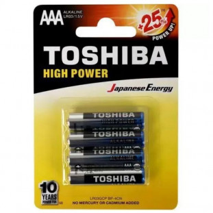 PILHA TOSHIBA ALCALINA AAA LR03GCP( CART.C/4 UNID.