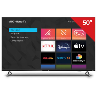 TV 50" LED AOC ROKU 4K WI-FI UHD SMART 50U6125/78G PRETA