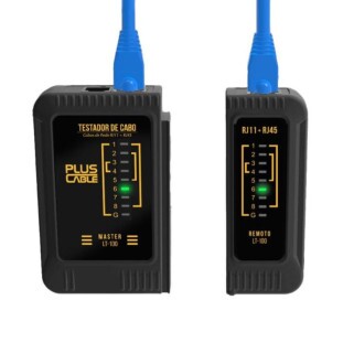 TESTADOR DE CABO DE REDE PLUSCABLE RJ11/RJ45 LT-100BK PRETO