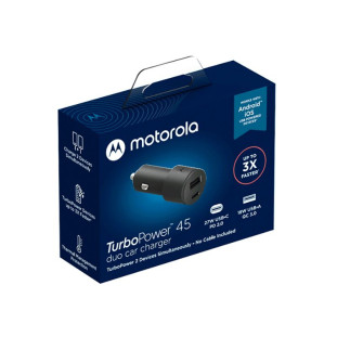 CARREGADOR VEICULAR MOTOROLA TURBO POWER USB/USB-C 45W DUO PRETO