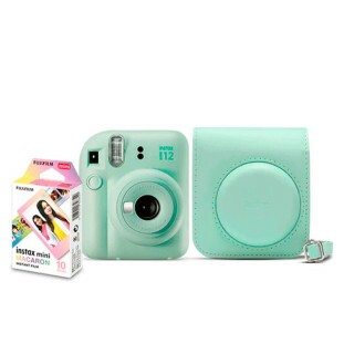 KIT CAMERA FUJIFILM INSTAX MINI 12 + PACK 10 FOTOS MACARON + BOLSA VERDE