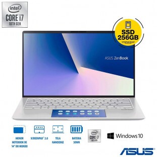 NOTEBOOK ASUS ZENB. I7-10510U 8GB/256GB-SSD/14' 10W PRATA