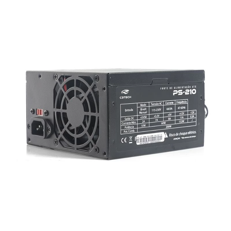 FONTE ATX 200W C3TECH PS-210BK S/CABO DE FORÇA