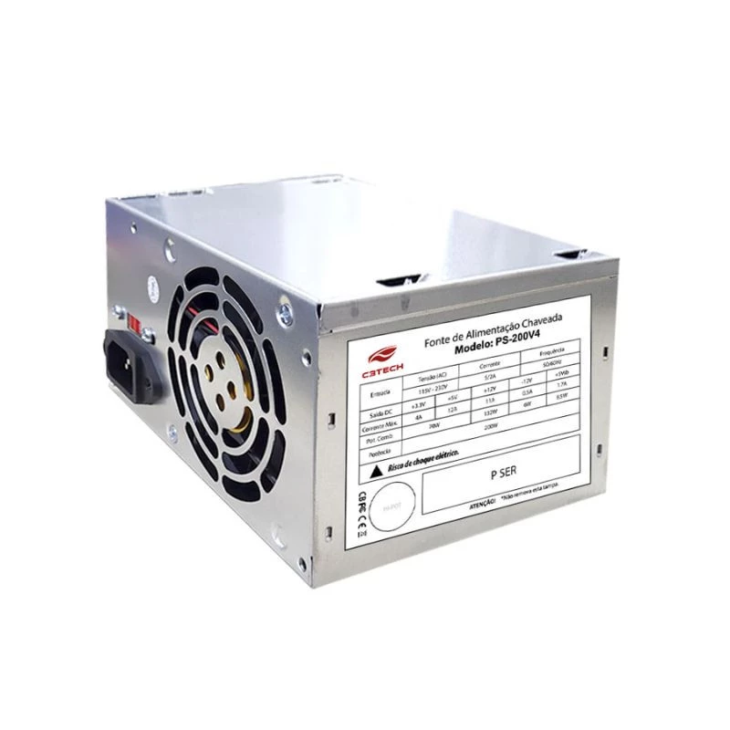 FONTE ATX 200W C3TECH PS-200V4 S/CABO DE FORÇA (SEM EMBALAGEM)