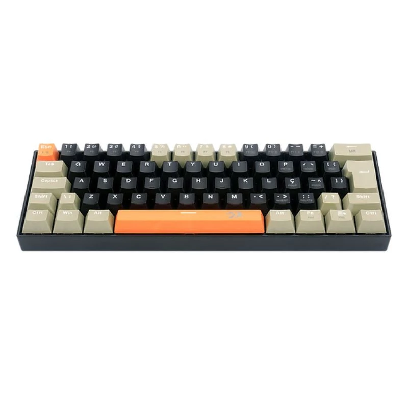 TECLADO REDRAGON GAMER MECANICO LAKSHMI K606-OG&BK&GY PT-BROWN