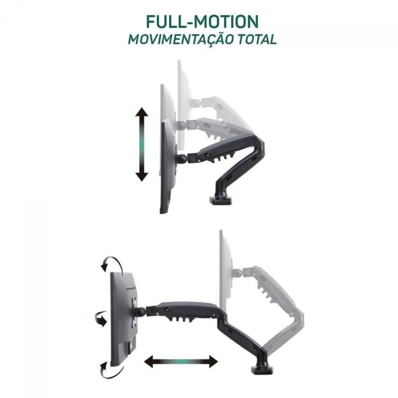 SUPORTE ELG ARTICULADO DE MESA PARA TVS 17" A 35" C/USB F180USB PRETO