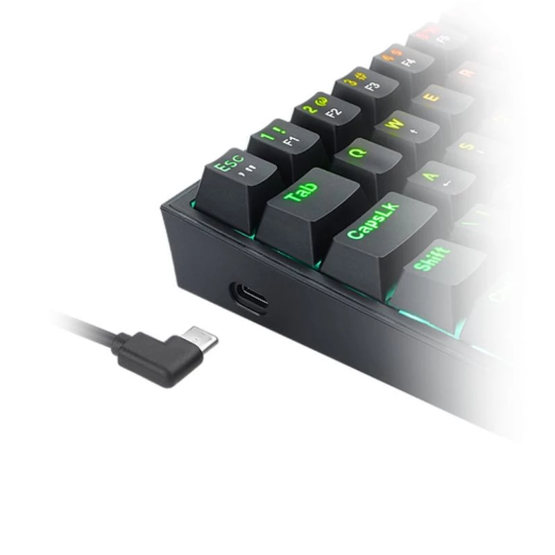 TECLADO REDRAGON GAMER MECANICO FIZZ RGB K617-RGB-W PT-BROWN