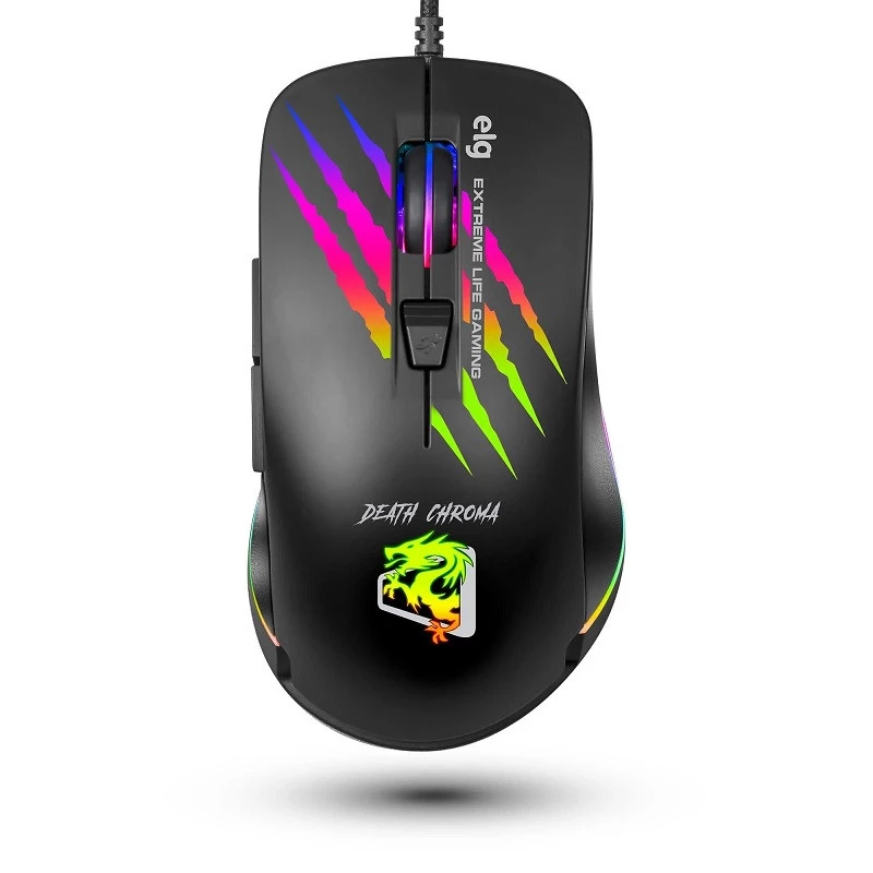 MOUSE ELG GAMER DEATH CHROMA MGDC PRETO           