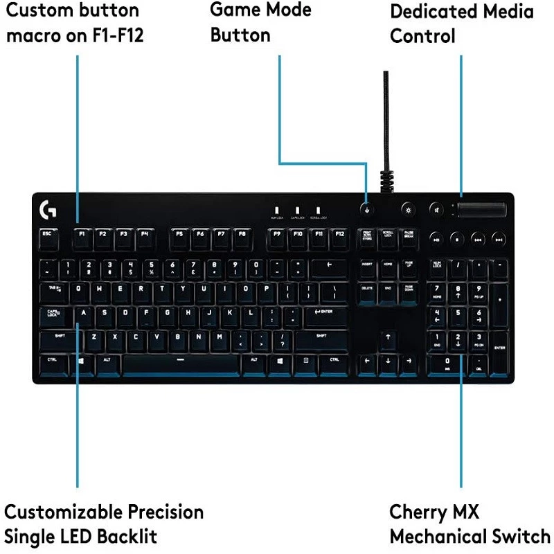 TECLADO LOGITECH GAMER G610 ORION BROWN PRETO     