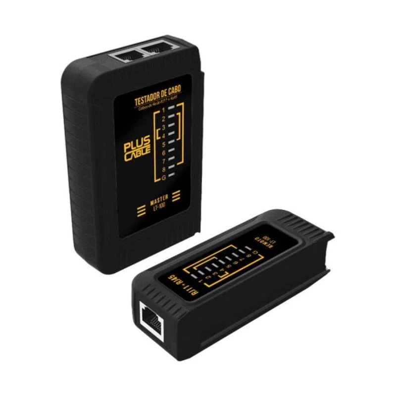 TESTADOR DE CABO DE REDE PLUSCABLE RJ11/RJ45 LT-100BK PRETO