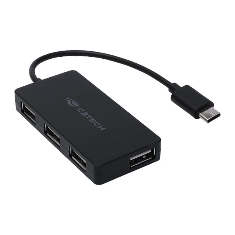 HUB C3TECH TIPO C C/4PORTAS USB 2.0 HU-C200BK PRETO